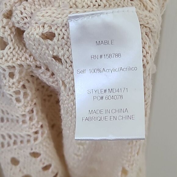 Mable Cream Sleeveless Knit Bodycon Midi Dress Swim Coverup Small Crochet Sheer - Picture 4 of 5